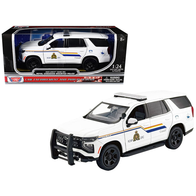 2025 Chevrolet Tahoe PPV with Light Bar "RCMP Royal Canadian Mounted Police" White "Law Enforcement and Public Service" Series 1/24 Diecast Model Car by Motormax-Motormax-ModelCars.com