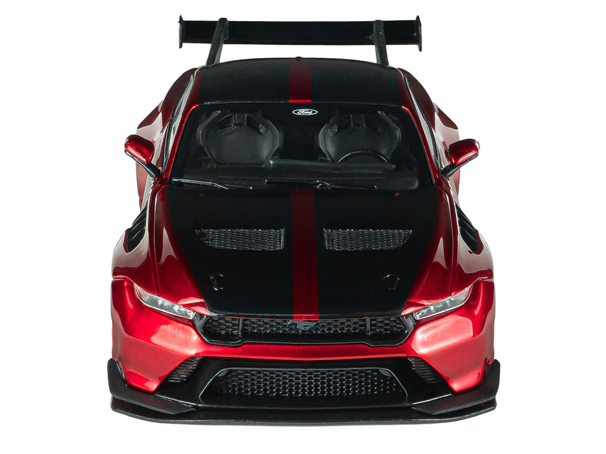 2025 Ford Mustang GTD Chroma Flame Red Metallic with Black Stripes 1/43 Diecast Model Car by Solido-Solido-ModelCars.com