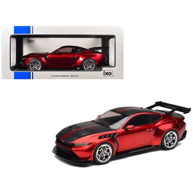 2025 Ford Mustang GTD Dark Red Metallic with Carbon Stripes "Limited Edition" Series 1/18 Diecast Model Car by IXO Models-IXO-ModelCars.com