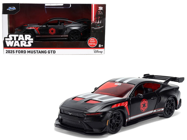2025 Ford Mustang GTD "Darth Vader" Matt Black with Silver Stripes and Graphics "Star Wars" "Hollywood Rides" Series 1/32 Diecast Car Model by Jada-Jada-ModelCars.com