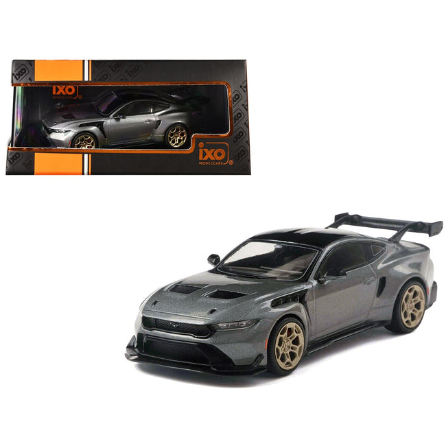 2025 Ford Mustang GTD Gray Metallic with Black Top 1/43 Diecast Model by IXO Models-IXO-ModelCars.com