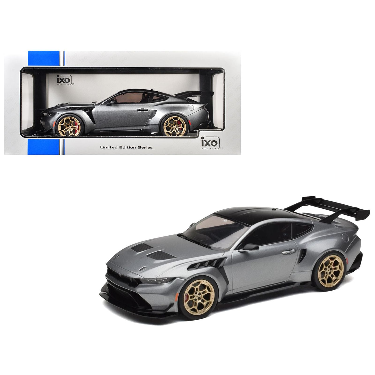 2025 Ford Mustang GTD Gray Metallic with Black Top "Limited Edition" Series 1/18 Diecast Model Car by IXO Models-IXO-ModelCars.com
