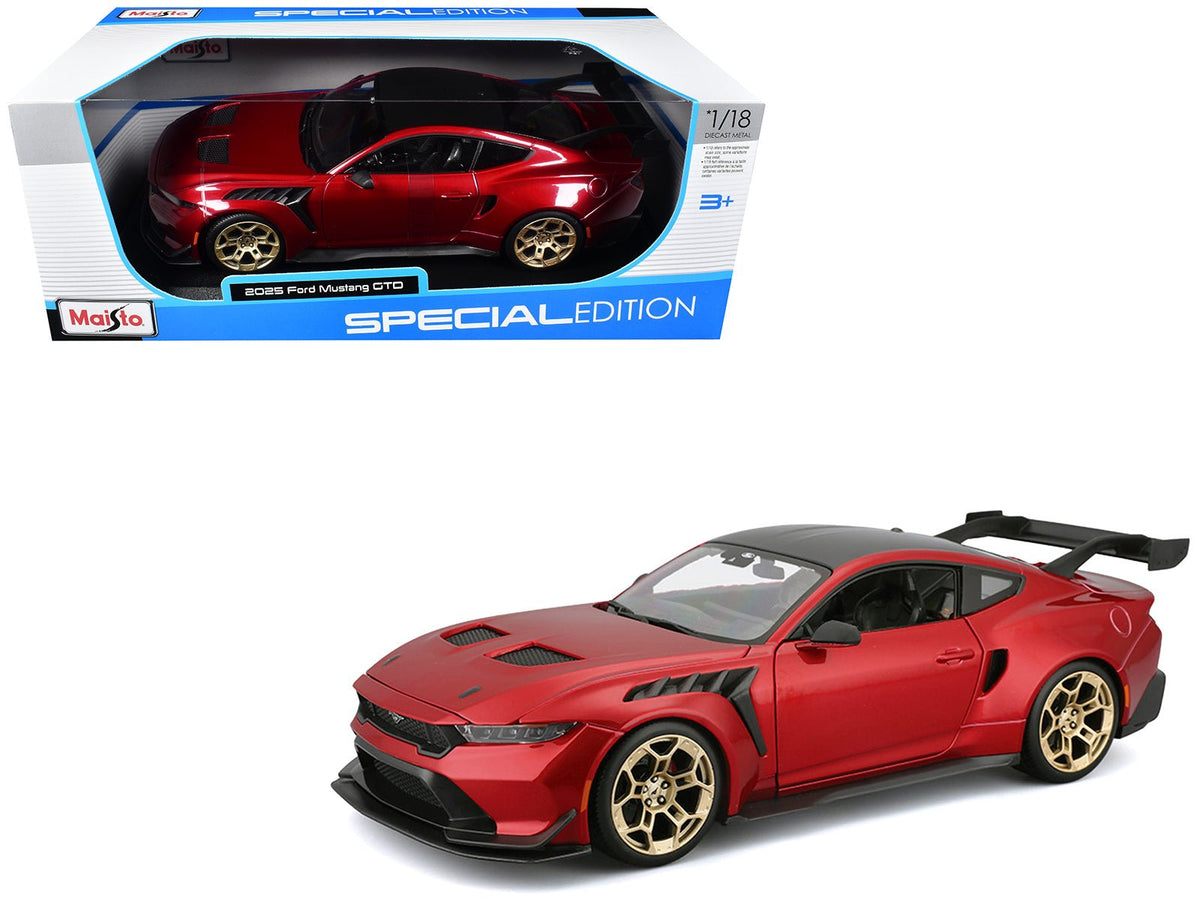 2025 Ford Mustang GTD Red Metallic with Black Top "Special Edition" Series 1/18 Diecast Model Car by Maisto-Maisto-ModelCars.com