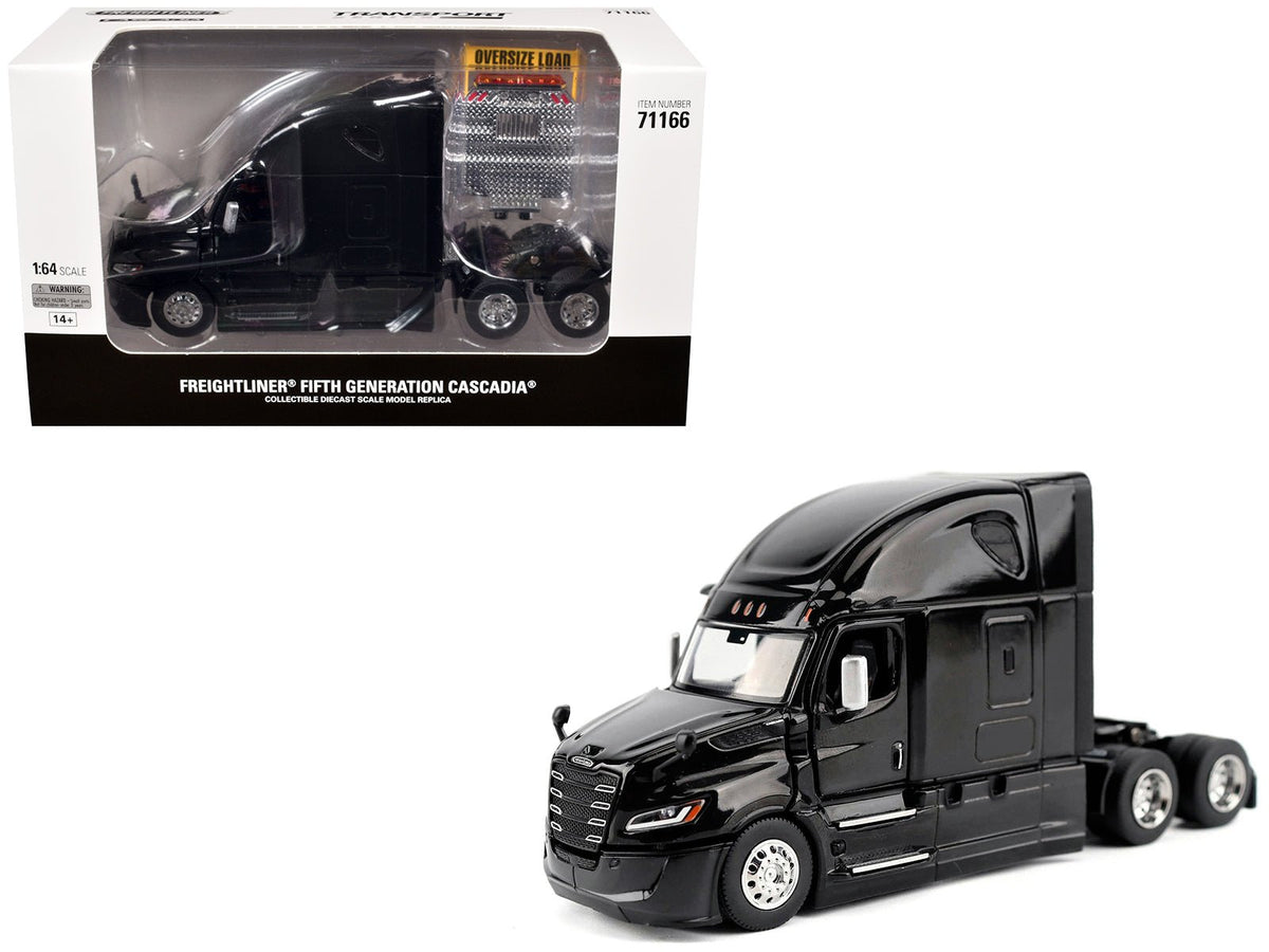2025 Freightliner Cascadia Gen-5 Sleeper Cab Truck Tractor Night-Shift Black "Transport Series" 1/64 Diecast Model by Diecast Masters-Diecast Masters-ModelCars.com