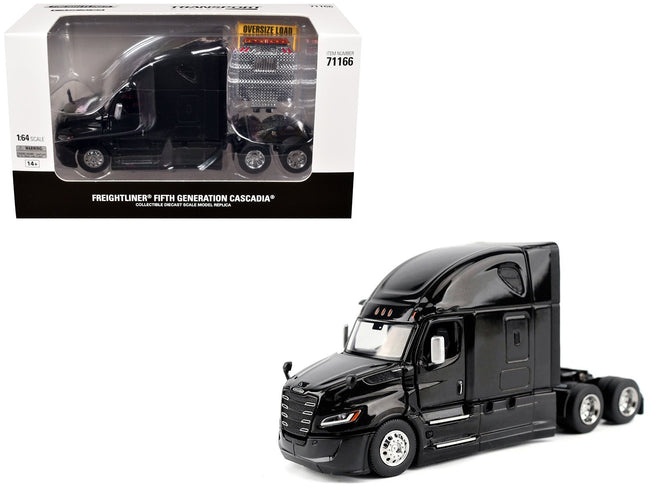 2025 Freightliner Cascadia Gen-5 Sleeper Cab Truck Tractor Night-Shift Black "Transport Series" 1/64 Diecast Model by Diecast Masters-Diecast Masters-ModelCars.com