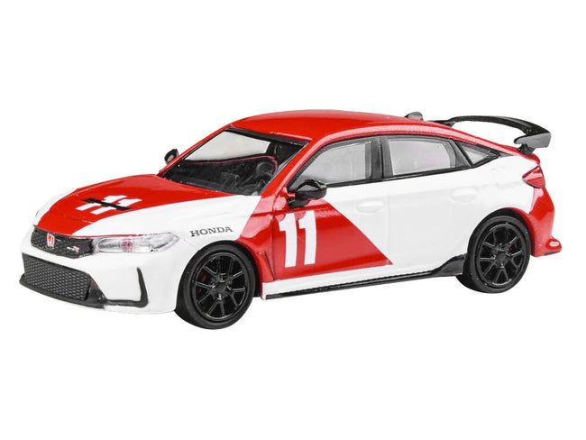 2025 Honda Civic Type R FL5 #11 "1965 Mexico GP Heritage" Red and White 1/64 Diecast Model Car by Paragon Models-Paragon-ModelCars.com