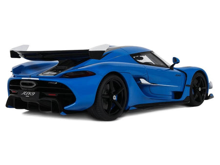 2025 Koenigsegg Jesko Blue Metallic with Black Stripes 1/18 Model Car by GT Spirit-GT Spirit-ModelCars.com