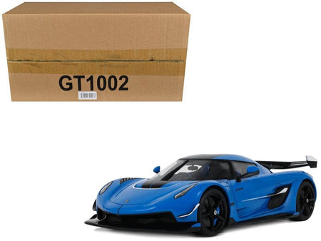 2025 Koenigsegg Jesko Blue Metallic with Black Stripes 1/18 Model Car by GT Spirit-GT Spirit-ModelCars.com