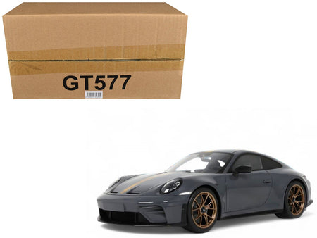 2025 Porsche 911 (992.2) GT3 Touring Gray with Gold Stripe 1/18 Model Car by GT Spirit-GT Spirit-ModelCars.com