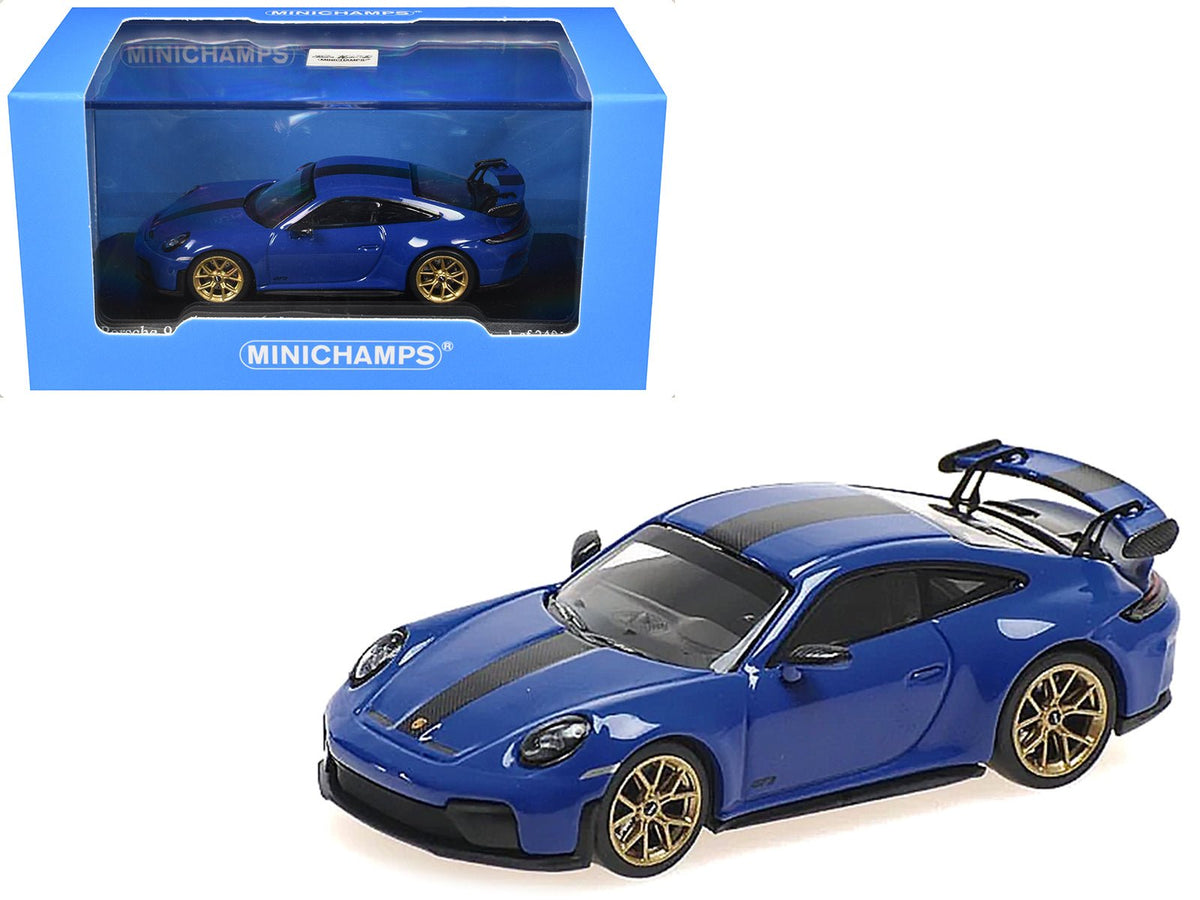 2025 Porsche 911 (992.2) GT3 Weissach Package Blue with Carbon Stripe Limited Edition to 240 pieces Worldwide 1/64 Diecast Model Car by Minichamps-Minichamps-ModelCars.com