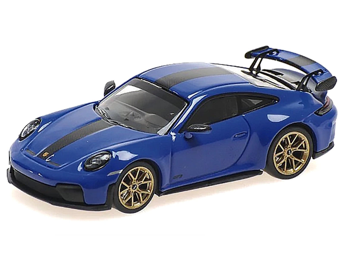 2025 Porsche 911 (992.2) GT3 Weissach Package Blue with Carbon Stripe Limited Edition to 240 pieces Worldwide 1/64 Diecast Model Car by Minichamps-Minichamps-ModelCars.com