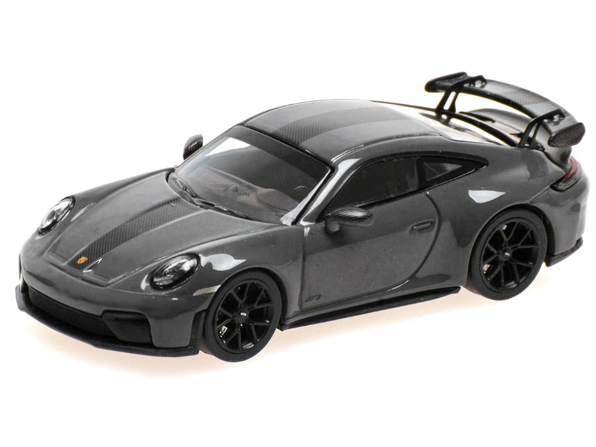 2025 Porsche 911 (992.2) GT3 Weissach Package Gray with Carbon Stripe Limited Edition to 240 pieces Worldwide 1/64 Diecast Model Car by Minichamps-Minichamps-ModelCars.com