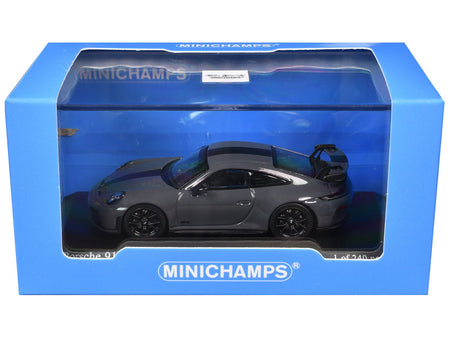 2025 Porsche 911 (992.2) GT3 Weissach Package Gray with Carbon Stripe Limited Edition to 240 pieces Worldwide 1/64 Diecast Model Car by Minichamps-Minichamps-ModelCars.com
