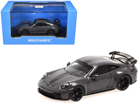 2025 Porsche 911 (992.2) GT3 Weissach Package Gray with Carbon Stripe Limited Edition to 240 pieces Worldwide 1/64 Diecast Model Car by Minichamps-Minichamps-ModelCars.com