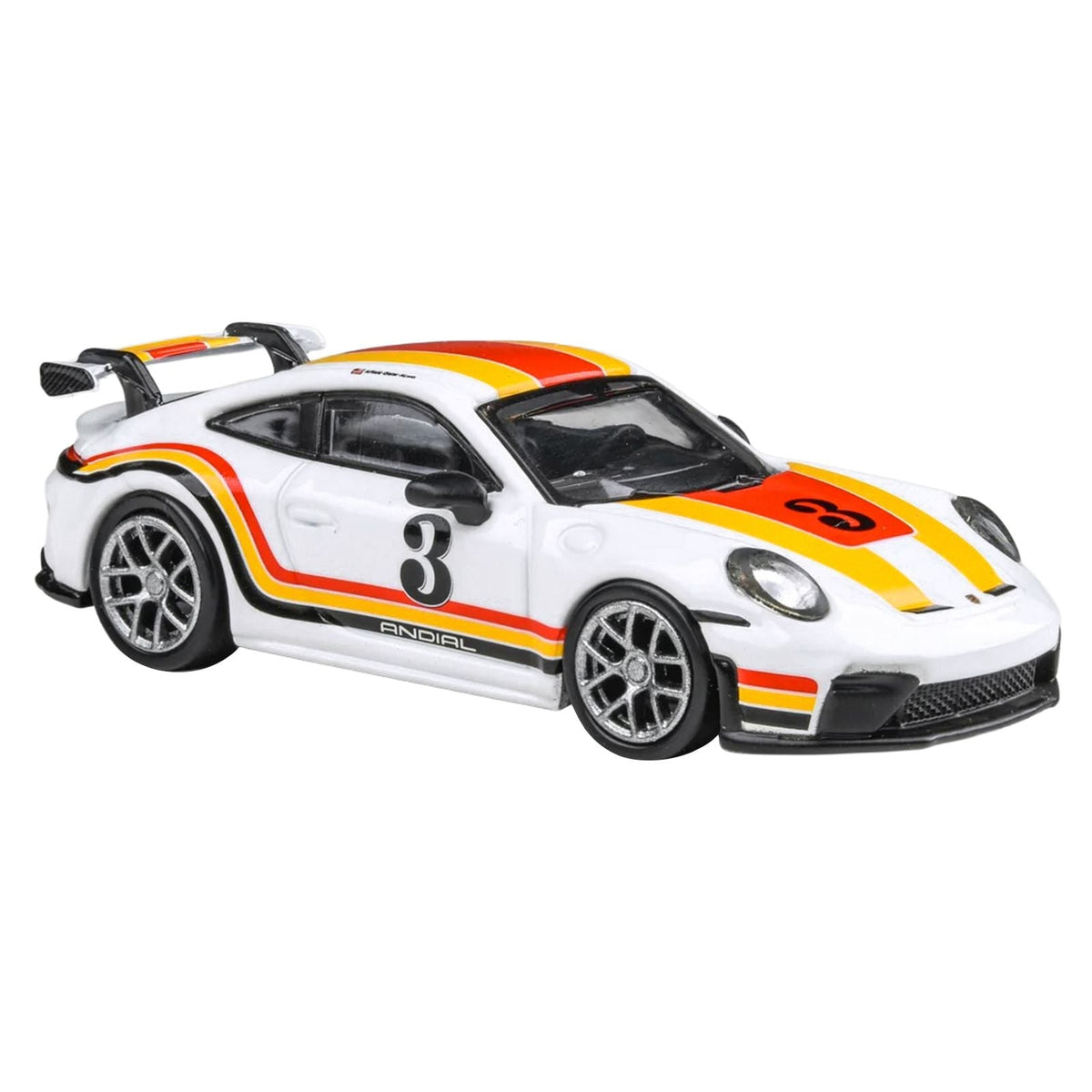 2025 Porsche 911 GT3 (992.2) #3 "Andial Livery" White with Stripes 1/64 Diecast Model Car by Paragon-Paragon-ModelCars.com