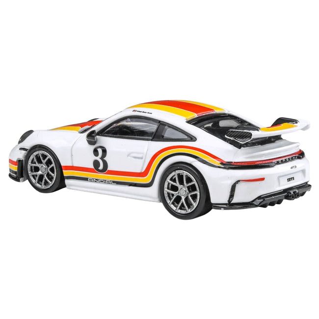 2025 Porsche 911 GT3 (992.2) #3 "Andial Livery" White with Stripes 1/64 Diecast Model Car by Paragon-Paragon-ModelCars.com