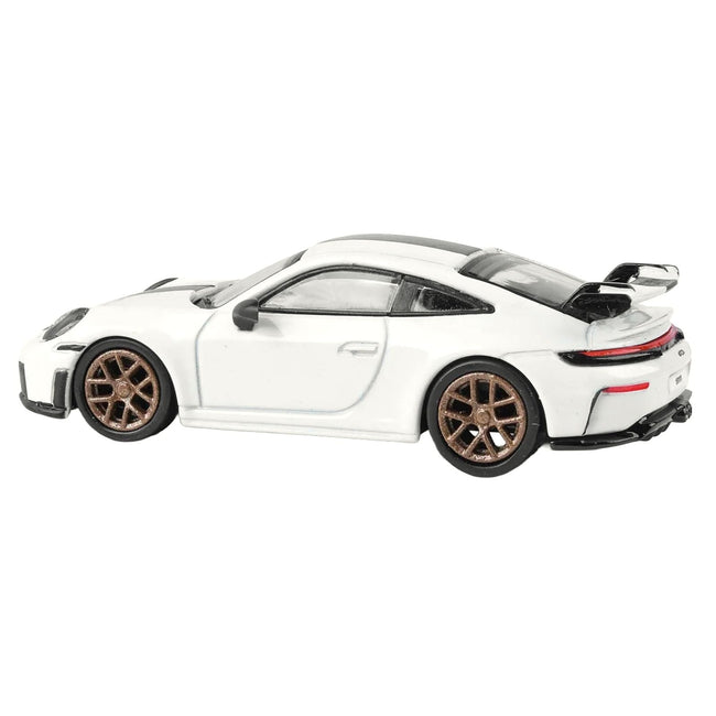 2025 Porsche 911 GT3 (992.2) Grand Prix White with Carbon Stripe 1/64 Diecast Model Car by Paragon-Paragon-ModelCars.com