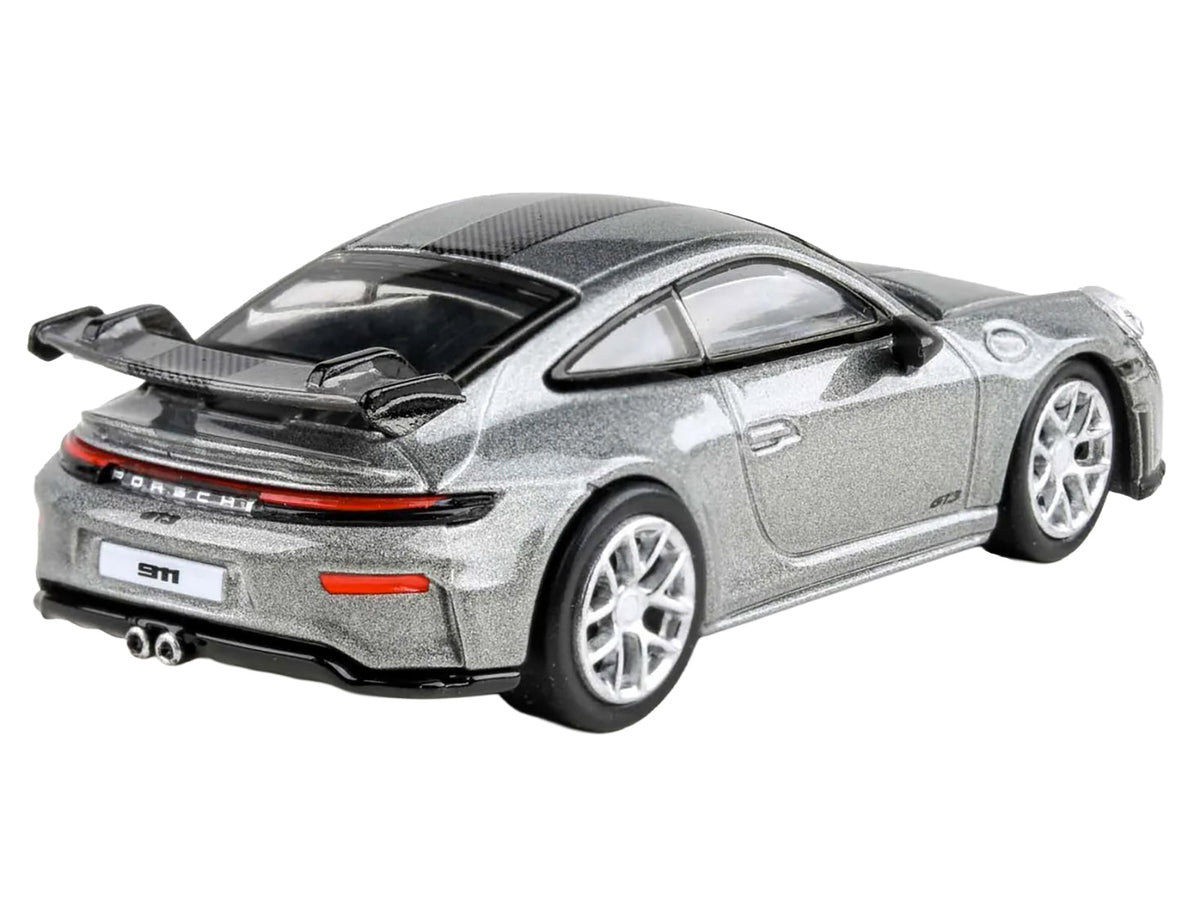 2025 Porsche 911 GT3 (992.2) GT Silver Metallic with Carbon Stripe 1/64 Diecast Model Car by Paragon Models-Paragon-ModelCars.com