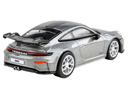 2025 Porsche 911 GT3 (992.2) GT Silver Metallic with Carbon Stripe 1/64 Diecast Model Car by Paragon Models-Paragon-ModelCars.com