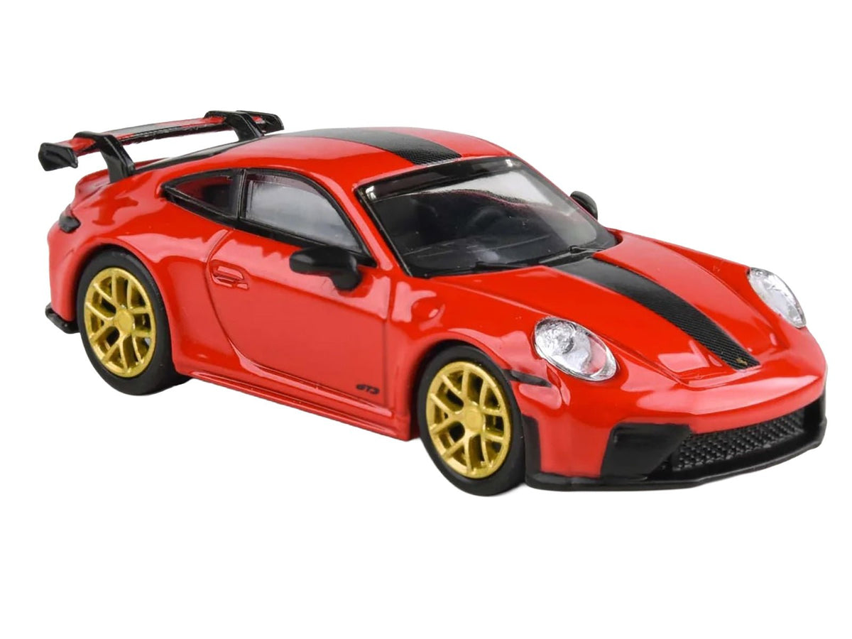 2025 Porsche 911 GT3 (992.2) Guards Red with Carbon Stripe and Gold Wheels 1/64 Diecast Model Car by Paragon Models-Paragon-ModelCars.com