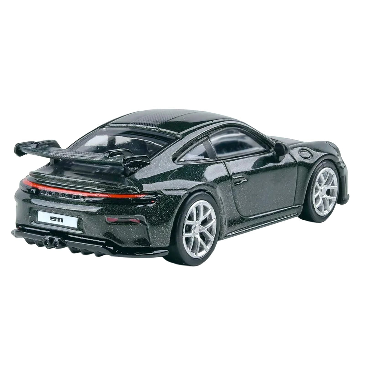 2025 Porsche 911 GT3 (992.2) Oak Green Metallic Neo with Carbon Stripe 1/64 Diecast Model Car by Paragon-Paragon-ModelCars.com