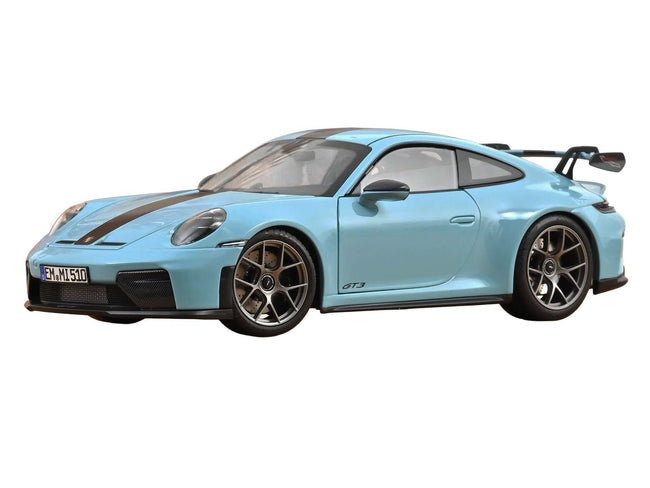 2025 Porsche 911 GT3 with Weissach Pack Gulf Blue with Carbon Stripe 1/18 Diecast Model Car by Norev-Norev-ModelCars.com