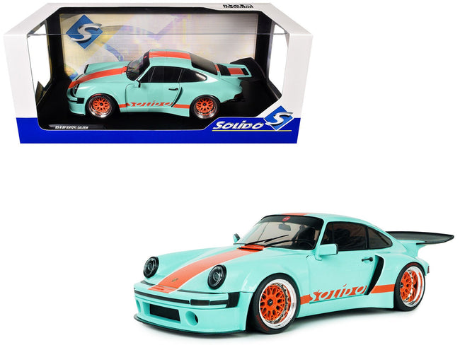 2025 Porsche 911 KS-R by Khyzyl Saleem "Blue Racer" Light Blue with Orange Stripes 1/18 Diecast Model Car by Solido-Solido-ModelCars.com