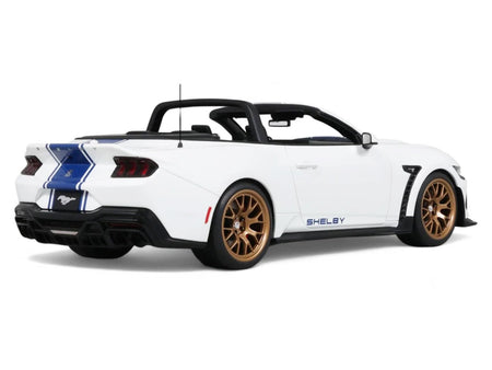 2025 Shelby Mustang Supersnake Convertible White with Blue Stripes 1/18 Model Car by GT Spirit-GT Spirit-ModelCars.com