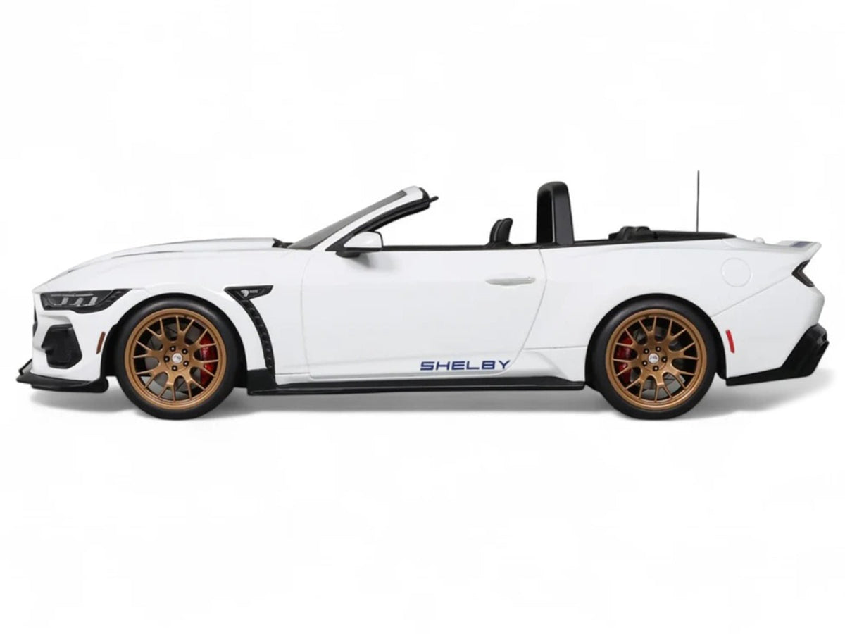 2025 Shelby Mustang Supersnake Convertible White with Blue Stripes 1/18 Model Car by GT Spirit-GT Spirit-ModelCars.com
