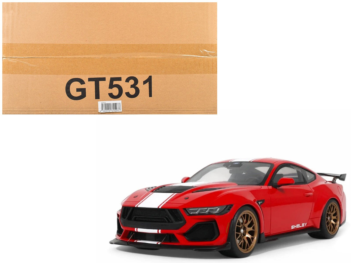 2025 Shelby Mustang Supersnake Race Red with White Stripes 1/18 Model Car by GT Spirit-GT Spirit-ModelCars.com