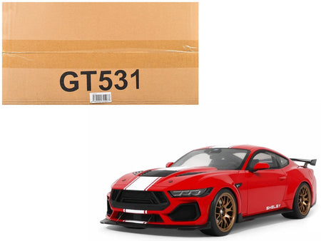 2025 Shelby Mustang Supersnake Race Red with White Stripes 1/18 Model Car by GT Spirit-GT Spirit-ModelCars.com
