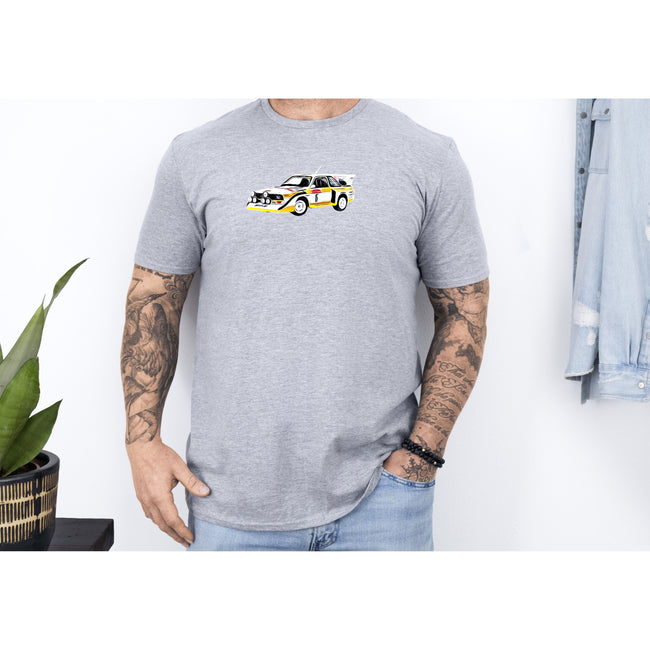 Audi Quattro S1 #5 W. Roehrl - Ch. Geistdoerfer Winner Rally San Remo (1985) Underpainting Graphic - Unisex T-Shirt