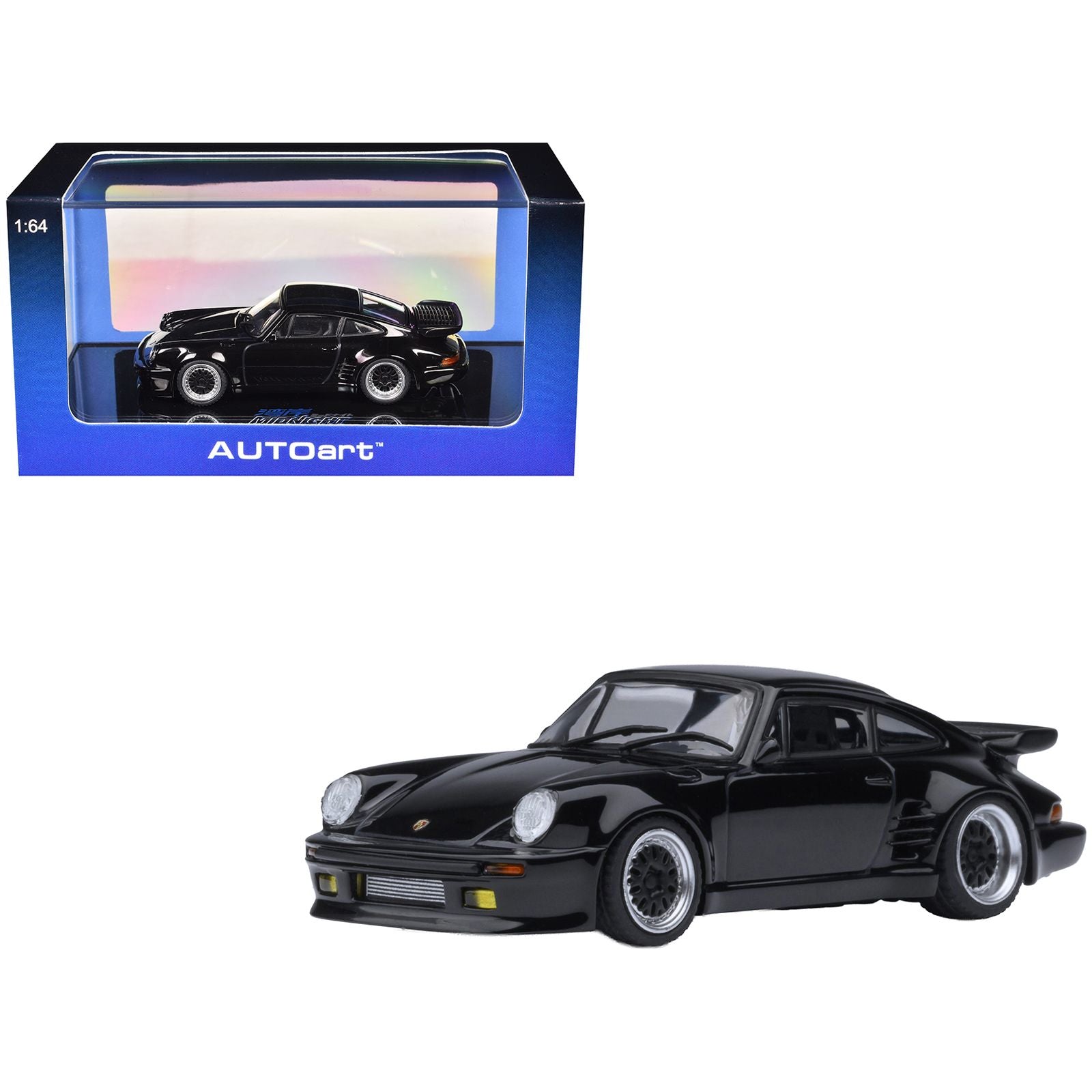 Porsche 911 (930) Turbo "Blackbird" Black "Wangan Midnight - Comic #1 Version" Manga 1/64 Model Car by Autoart