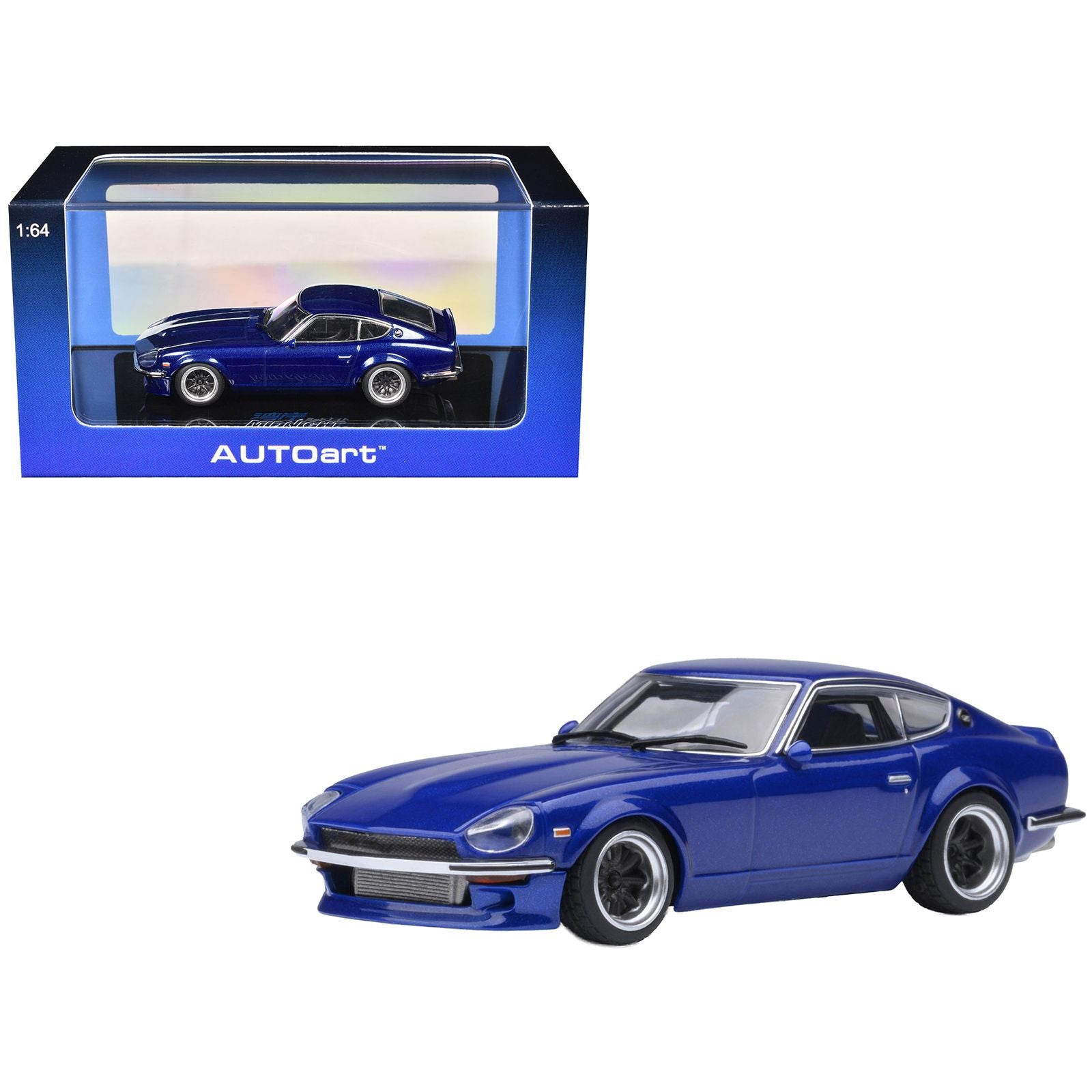Nissan Fairlady Z RHD (Right Hand Drive) "Akuma No Z" Blue Metallic "Wangan Midnight - Comic #4 Version" Manga 1/64 Model Car by Autoart