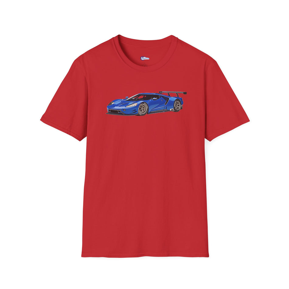 Modern Vector Art Style Blue Ford GT Le Mans Race Car T-Shirt