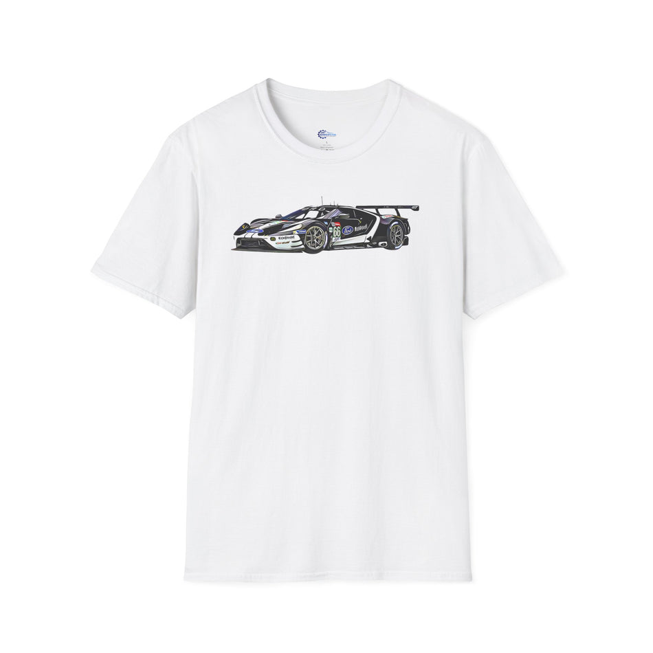 Cartoon Art 24 Hours of Le Mans Ford GT Unisex T-Shirt - Racing Enthusiast Apparel