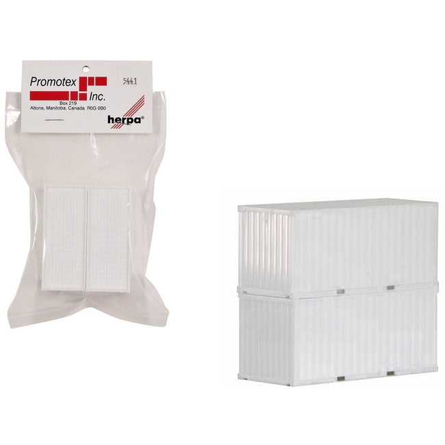 20ft Container White Set of 2 pieces 1/87 (HO) Plastic Model by Promotex-Promotex-ModelCars.com