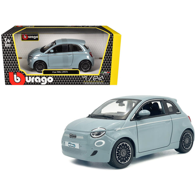 2023 Fiat 500e Light Blue 1/24 Diecast Model Car by Bburago