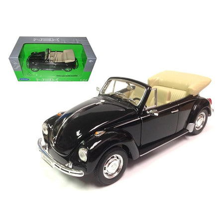 Volkswagen Beetle Convertible Black 1/24 Diecast Model Car by Welly