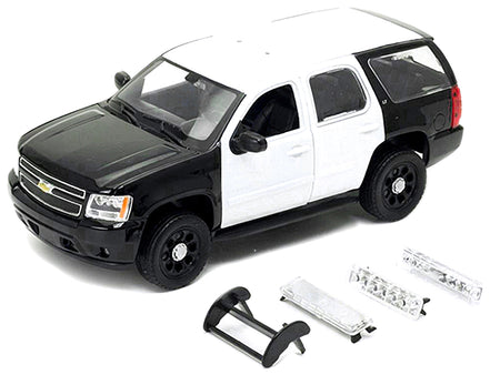 2008 Chevrolet Tahoe Unmarked Police Car Black and White 1/24 Diecast Model Car by Welly - view 2