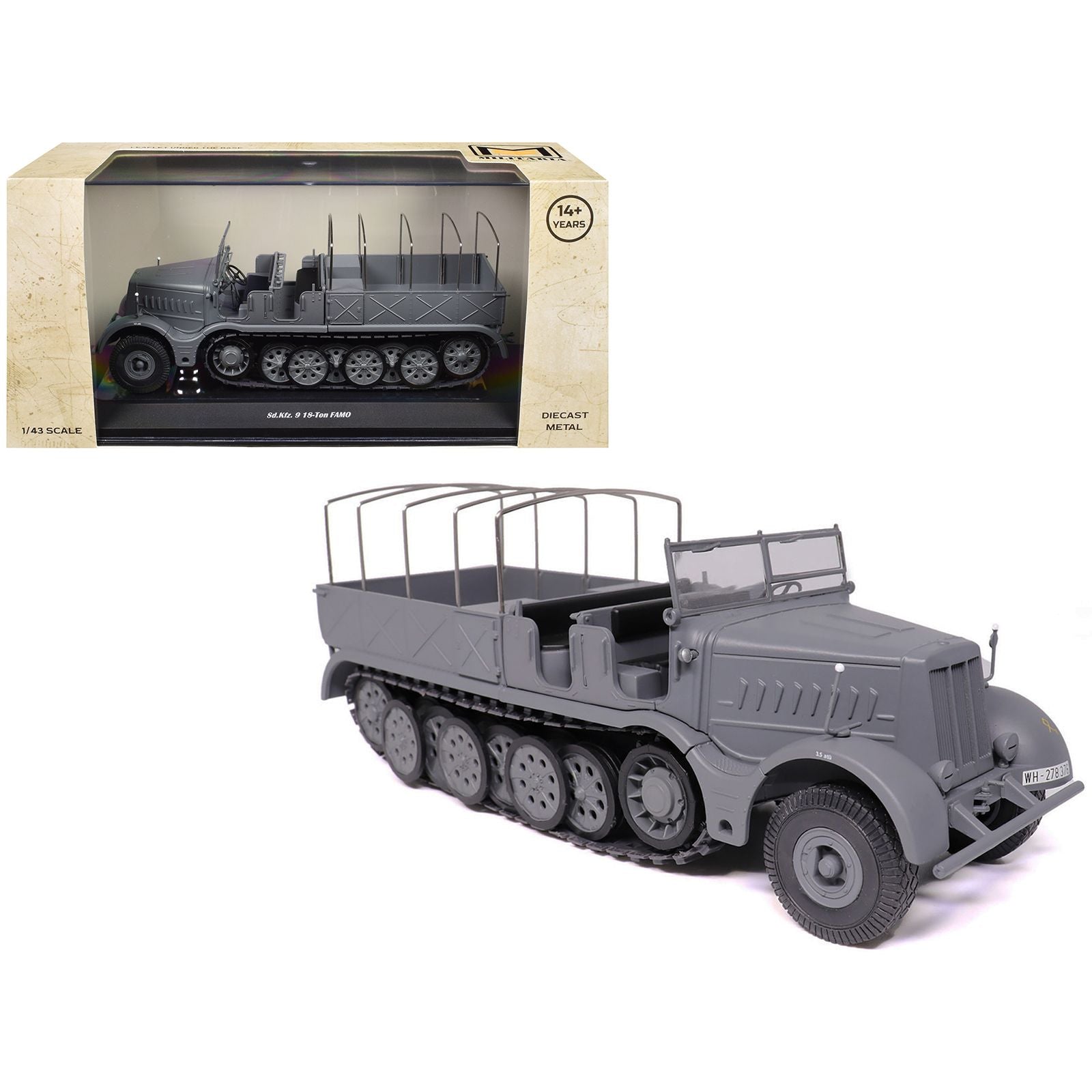 Sd.Kfz. 9 18-Ton FAMO AFV Gray "German Army" 1/43 Diecast Model by Militaria Die Cast