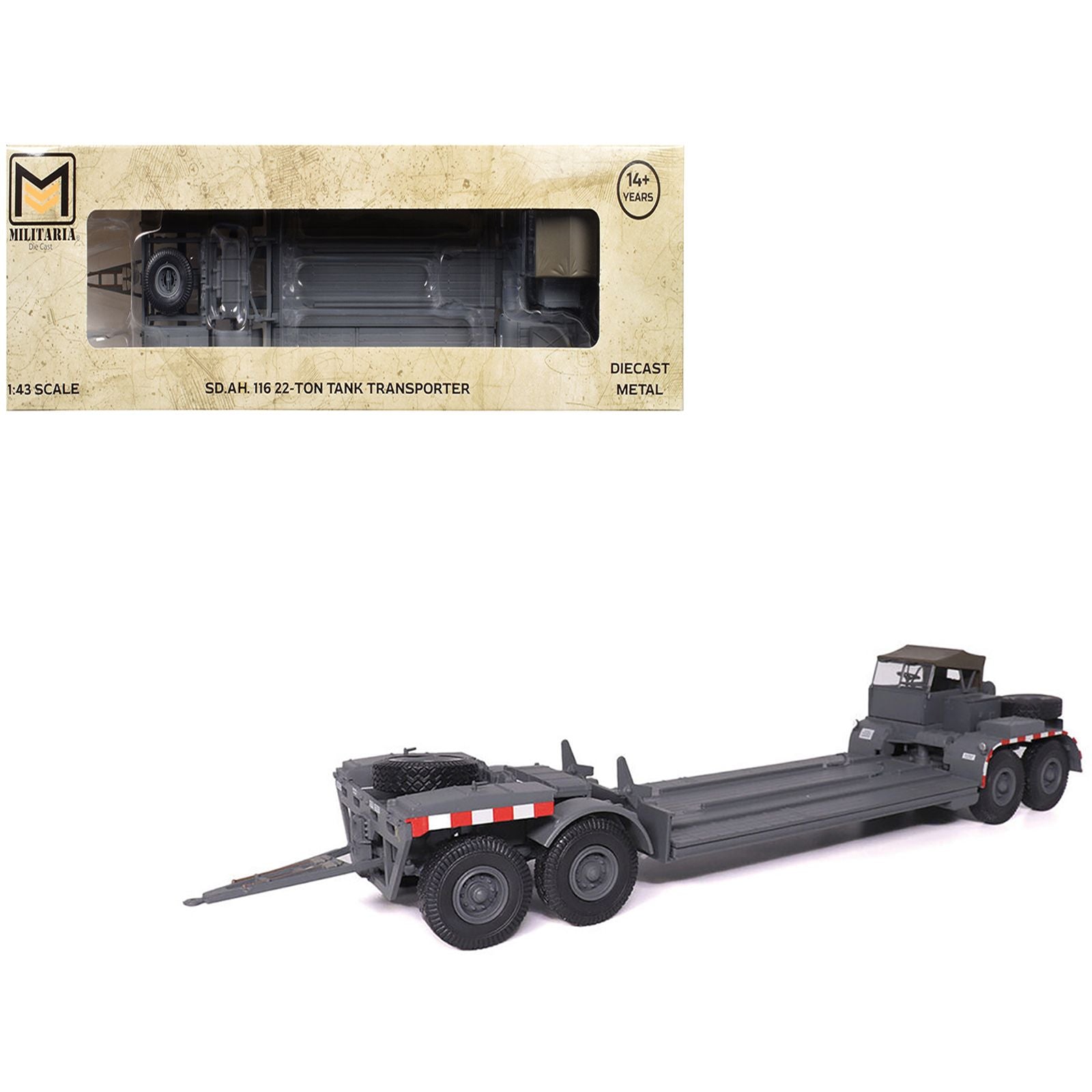 SD.AH. 116 22-Ton Tank Transporter Gray "German Army" 1/43 Diecast Model by Militaria Die Cast