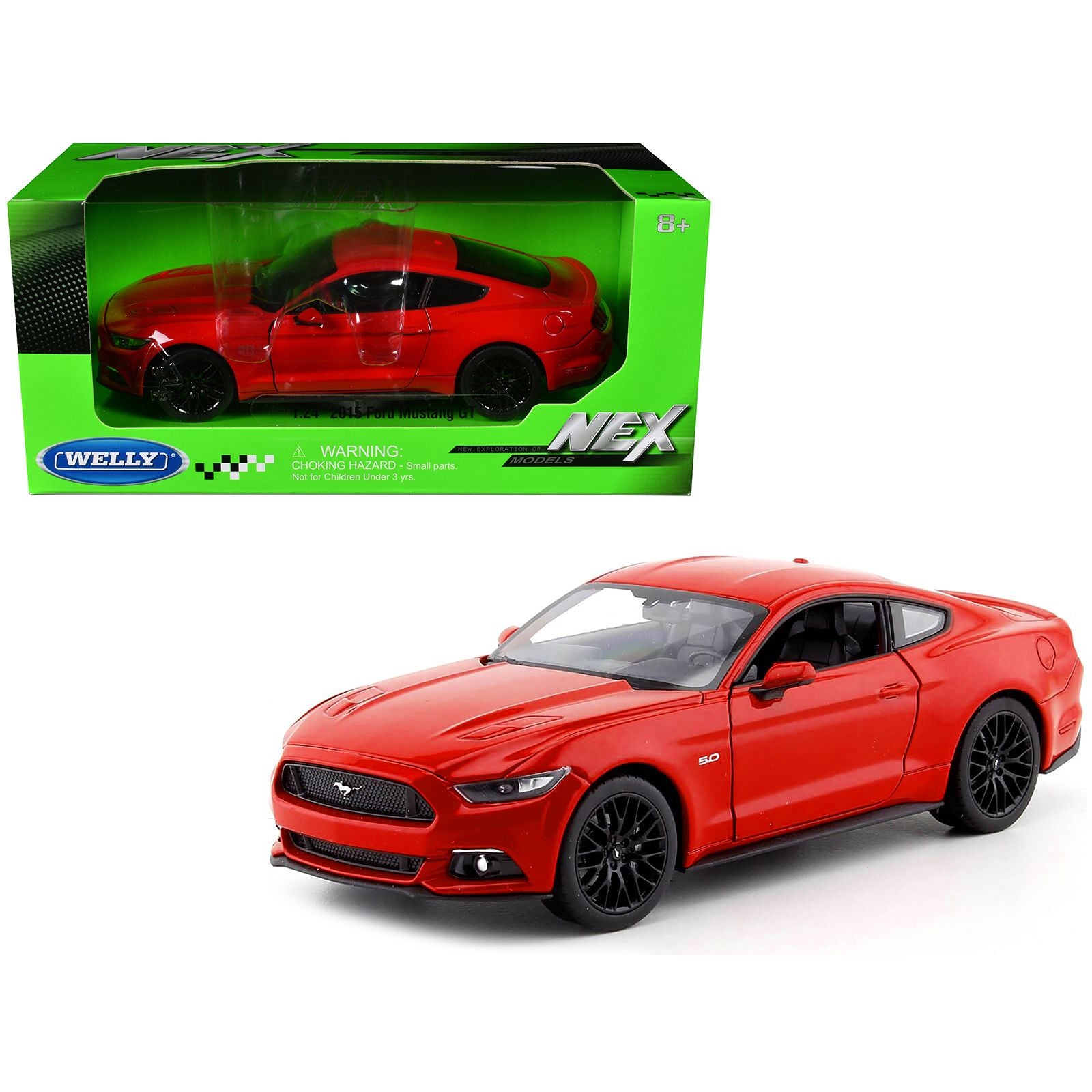 2015 Ford Mustang GT 5.0 Red "NEX Models" Series 1/24 Diecast Model Car by Welly