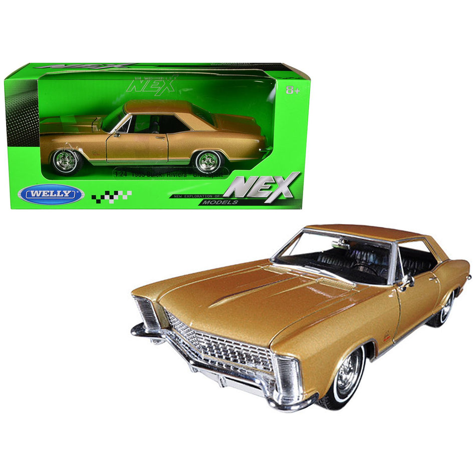 1965 Buick Riviera Gran Sport Gold Metallic 1/24 Diecast Model Car by Welly