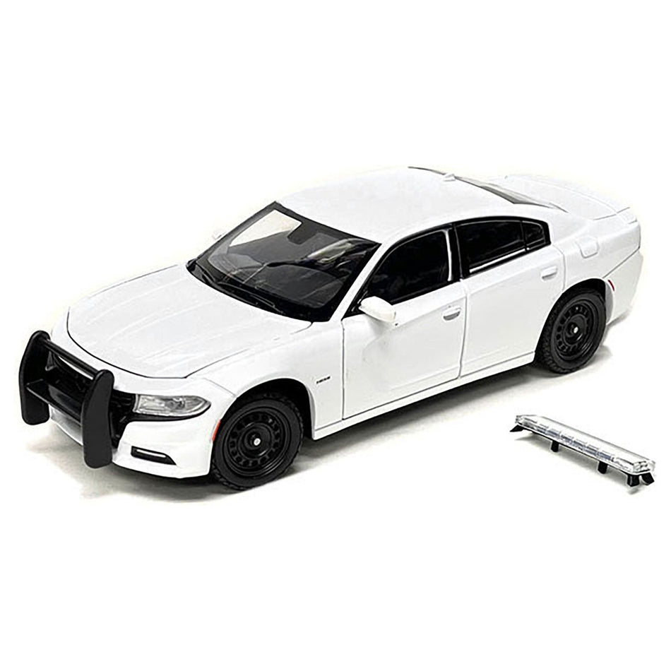 2016 Dodge Charger Pursuit Police Interceptor White Unmarked "Police Pursuit" Series 1/24 Diecast Model Car by Welly