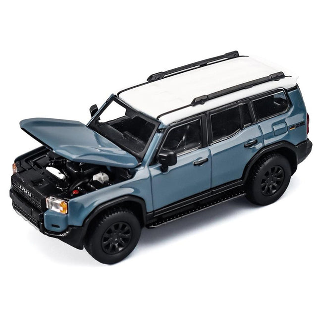 Toyota Land Cruiser 250 Blue with White Top 1/64 Diecast Model Car by Trends Hobby