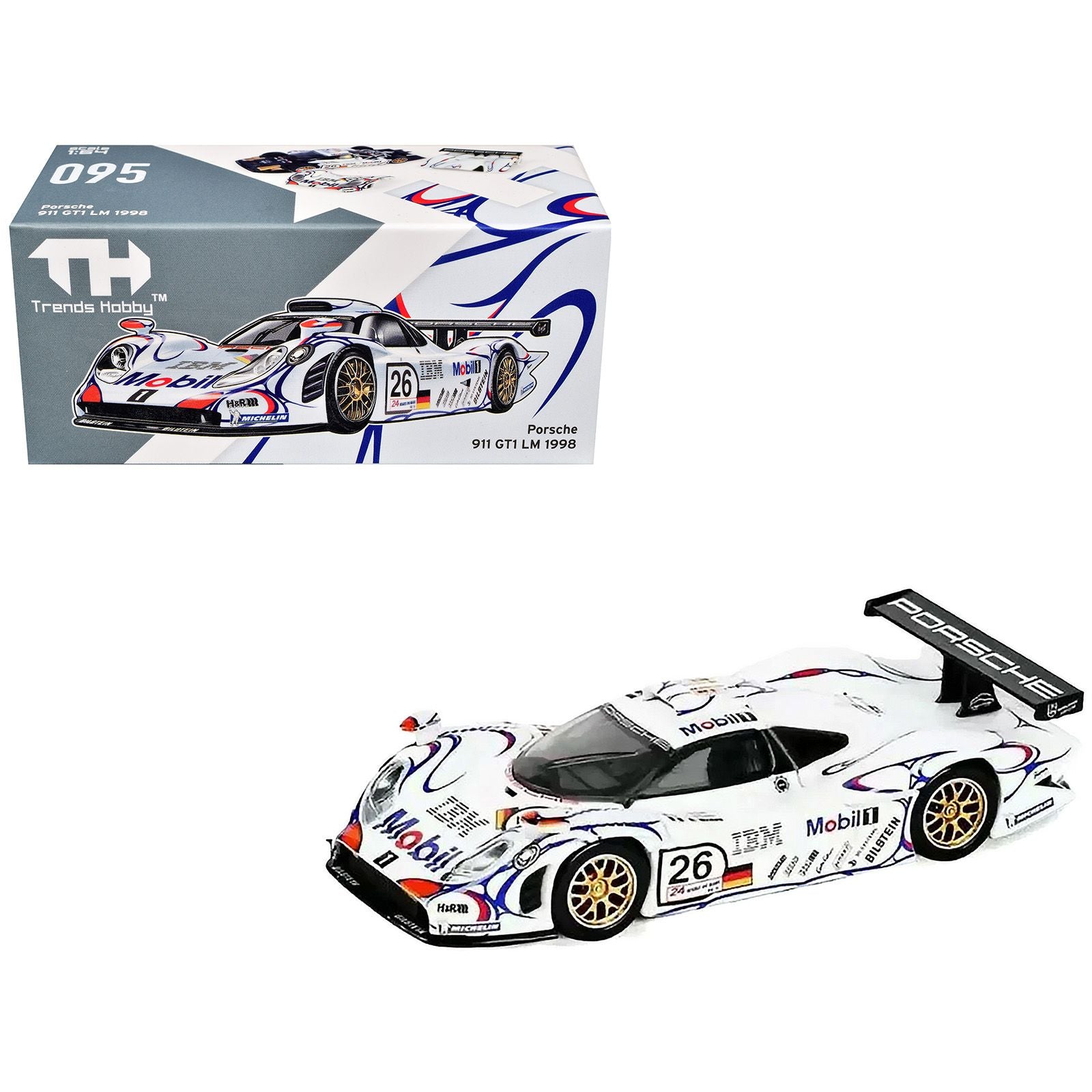Porsche 911 GT1 #26 Allan McNish - Stephane Ortelli - Laurent Aiello "Porsche AG" Winner "24 Hours of Le Mans" (1998) 1/64 Diecast Model Car by Trends Hobby
