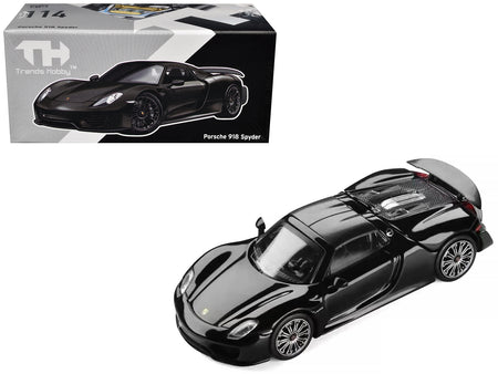 Porsche 918 Spyder Black with Carbon Top 1/64 Diecast Model Car by Trends Hobby