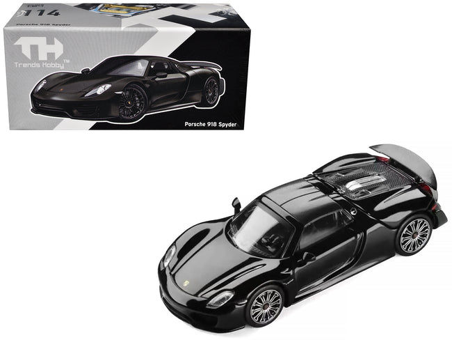 Porsche 918 Spyder Black with Carbon Top 1/64 Diecast Model Car by Trends Hobby