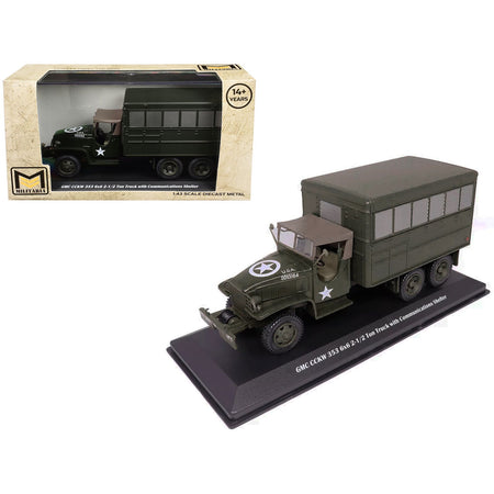 GMC CCKW 353 6x6 2-1/2 Ton Truck with Communications Shelter Olive Drab "United States Army" 1/43 Diecast Model by Militaria Die Cast